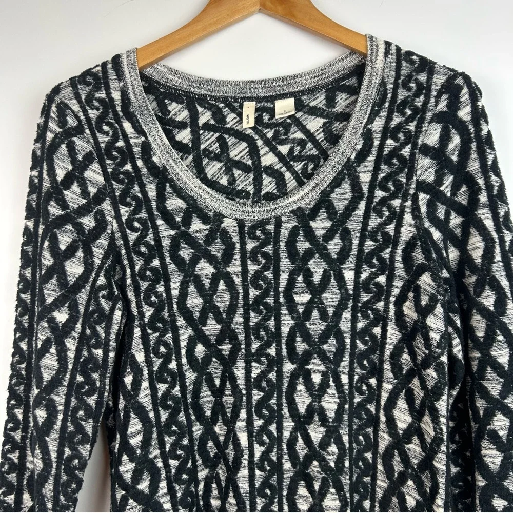 Moth Anthropologie Sweater Dress Black Gray Knit Pattern 3/4 Sleeve - Picture 4 of 12